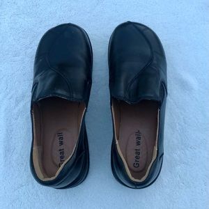Great Wall Shoes Leather 90’s Slip Ons Shoes Black Chunky Heel Hard Toe Sz.8